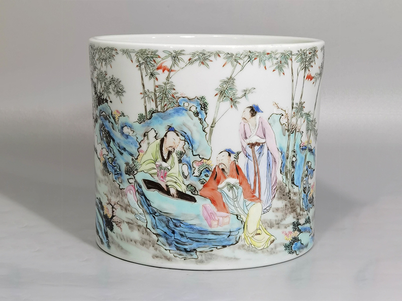 清雍正款 粉彩人物故事图笙筒