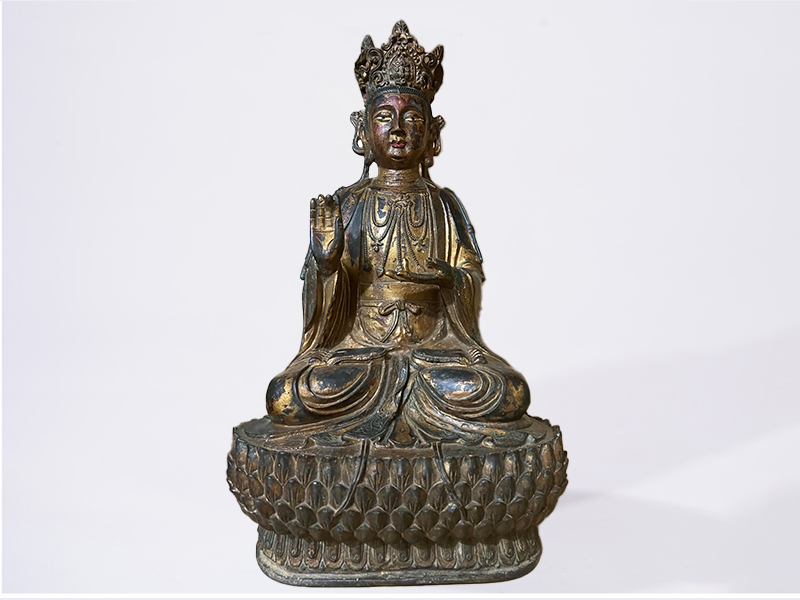 唐 铜佛像 泥金装饰 观音菩萨像