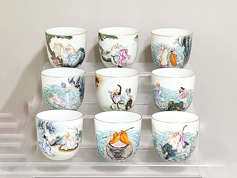 清代乾隆十八罗汉题诗杯