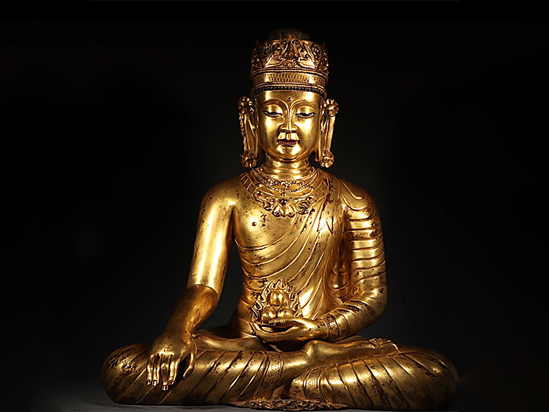 唐 藏传铜鎏金佛像