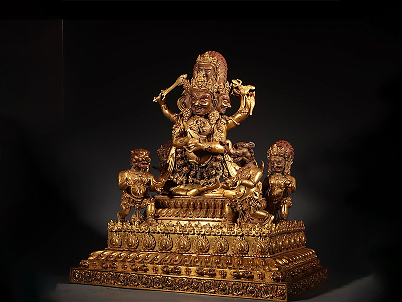 明 旧藏藏传铜鎏金像