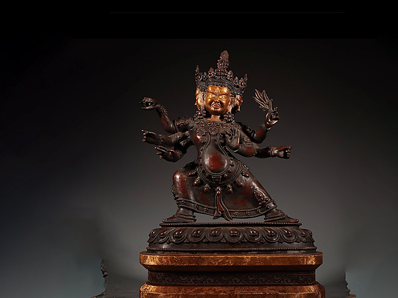 明 旧藏藏传铜泥金叶衣佛母像