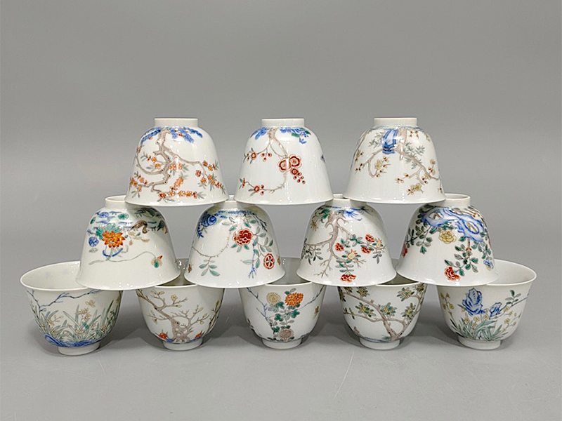 清 康熙十二花神杯一套