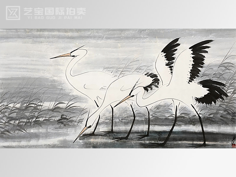 现代 林风眠 芦塘秋鹭