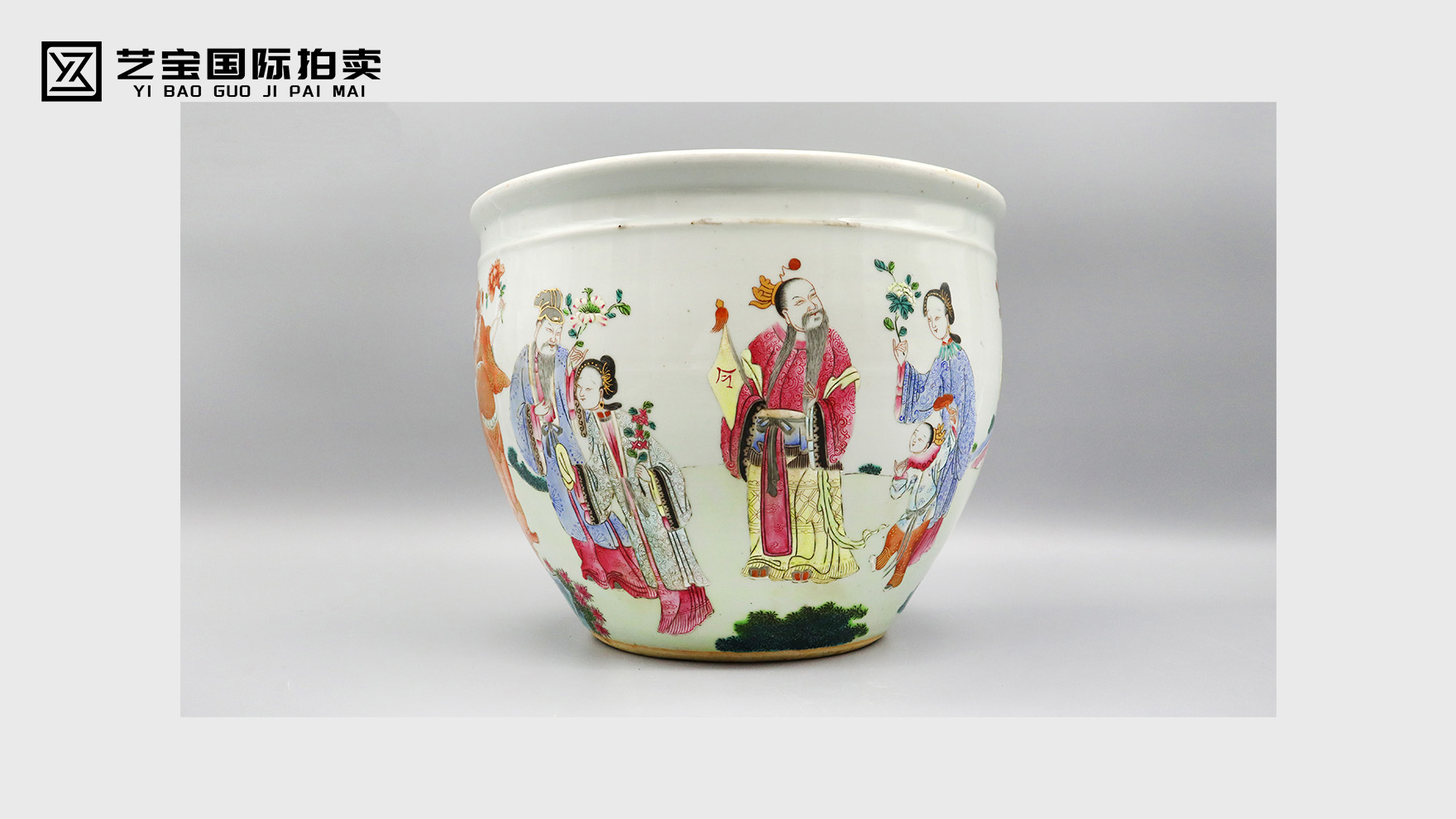 清道光粉彩人物故事画缸