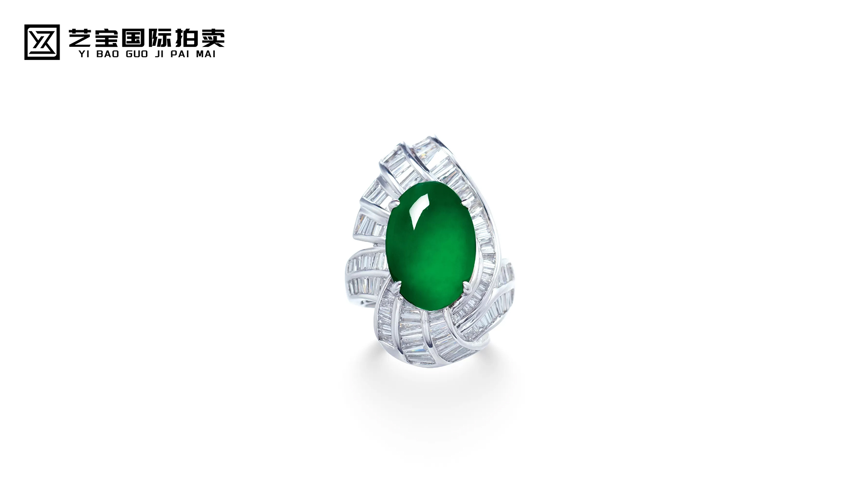 天然翡翠蛋面戒指（镶钻）