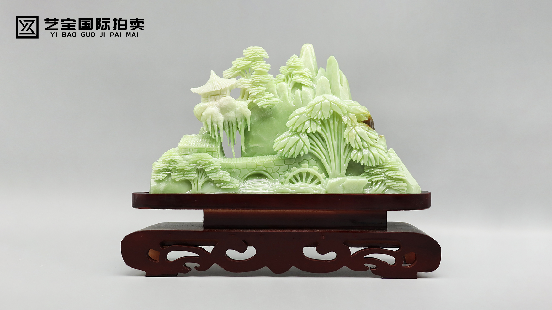 岫玉雕刻山石摆件