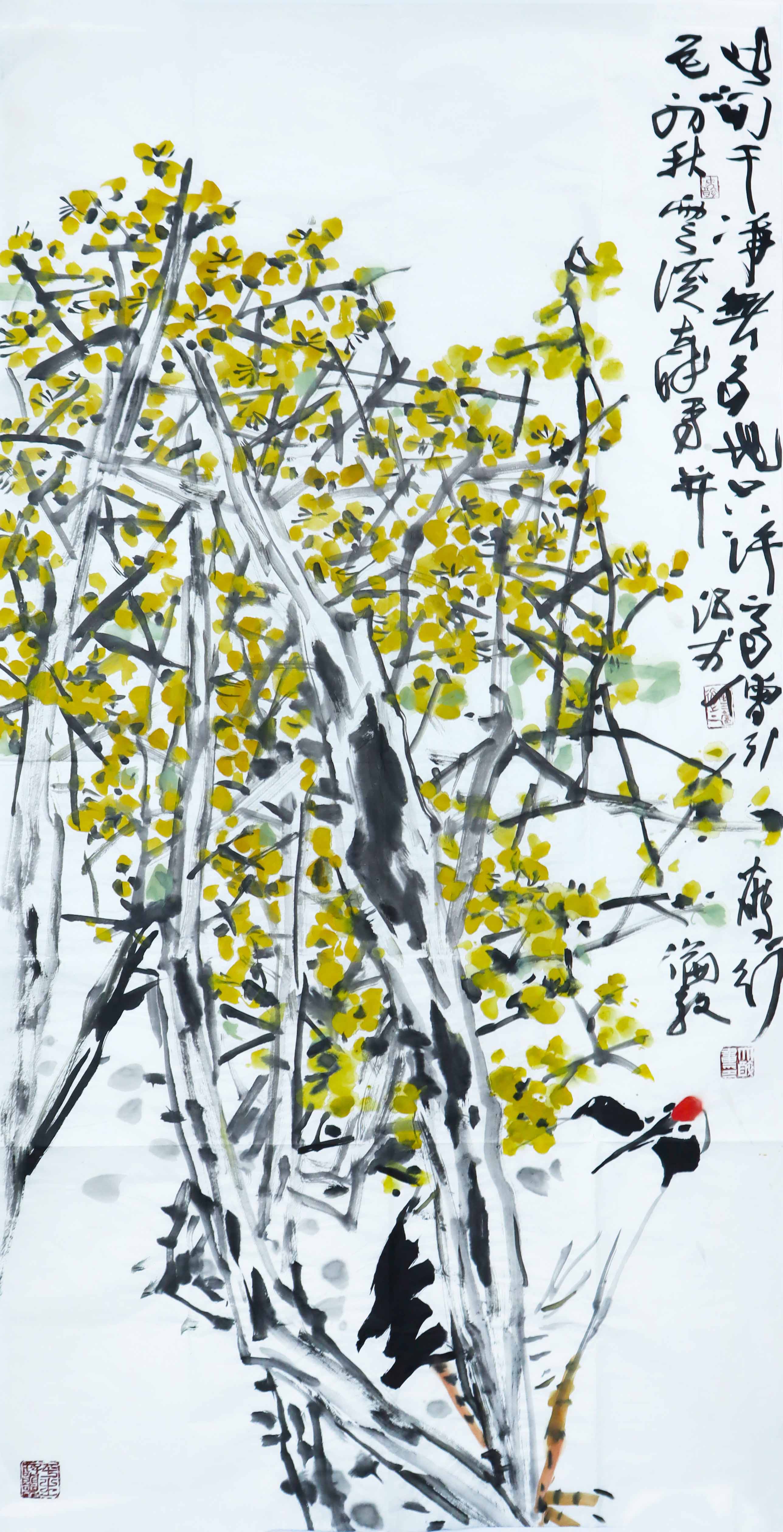 现代 朱大醉 梅影立鹤图 精品.jpg