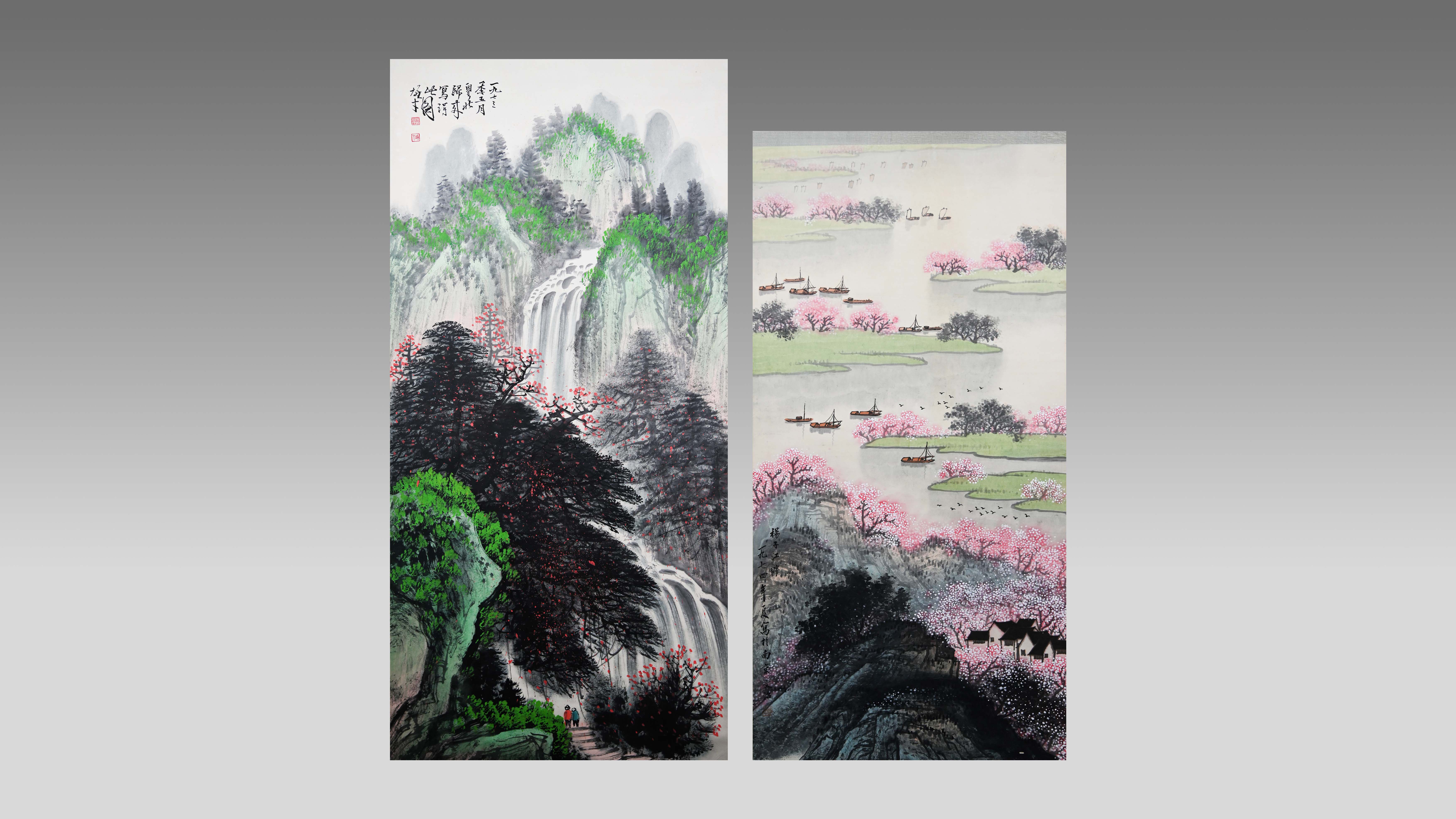 0521-《飞瀑松壑》《江南桃花渔舟图》-杨国庆.jpg