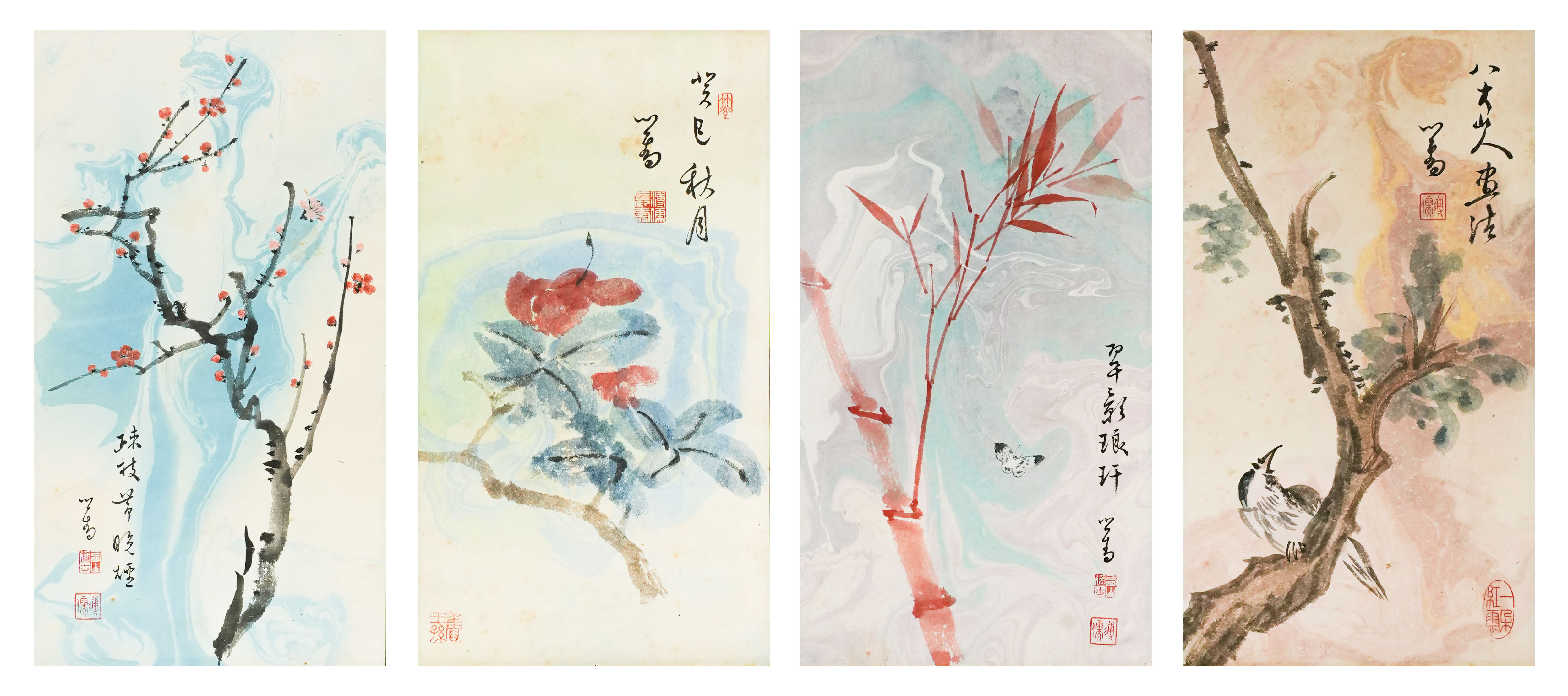 0321-溥儒梅兰竹菊四条屏1953年作-周洋清.jpg